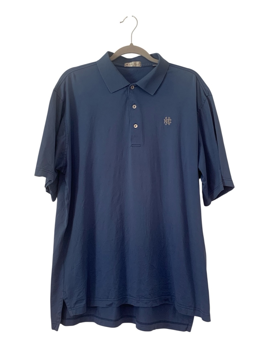 Peter Millar Men Large Blue Cotton Short Sleeve Polo Shirt Golf Luxury Casual L